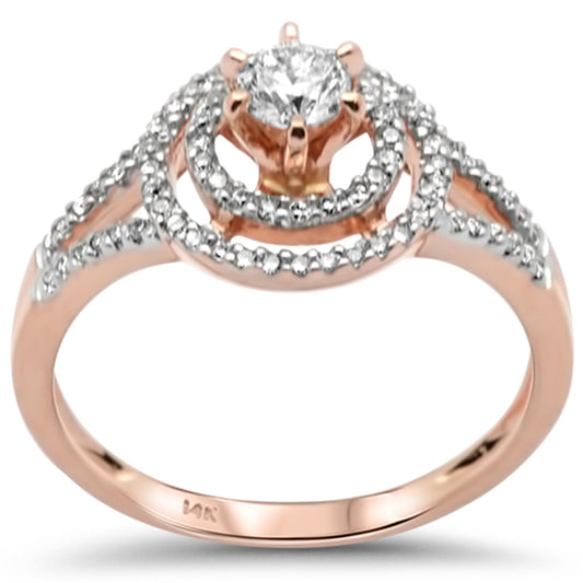 Muse Jewelry .48ct G SI 14K Rose Gold Diamond Double Halo Engagement Ring Size 6.5