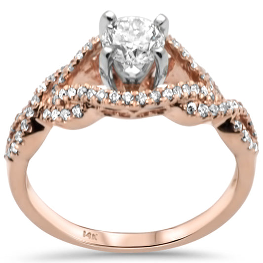 Muse Jewelry .80ct G SI 14K Rose Gold Diamond Twisted Engagement Ring Size 6.5