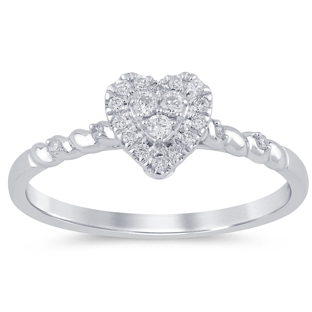 Muse Jewelry .13ct G SI 14K White Gold Diamond Heart Shape Ring Band Size 6.5