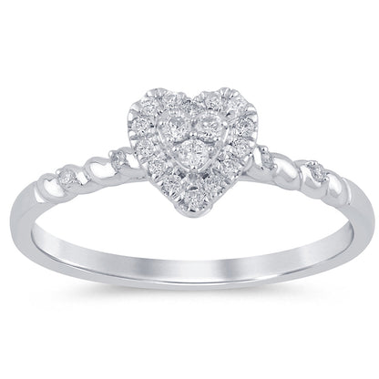 Muse Jewelry .13ct G SI 14K White Gold Diamond Heart Shape Ring Band Size 6.5