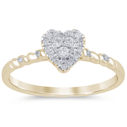 Muse Jewelry .13ct G SI 14K Yellow Gold Diamond Heart Shape Ring Band Size 6.5