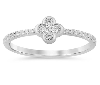 Muse Jewelry .20ct G SI 14K White Gold Diamond Thin Flower Ring Band Size 6.5