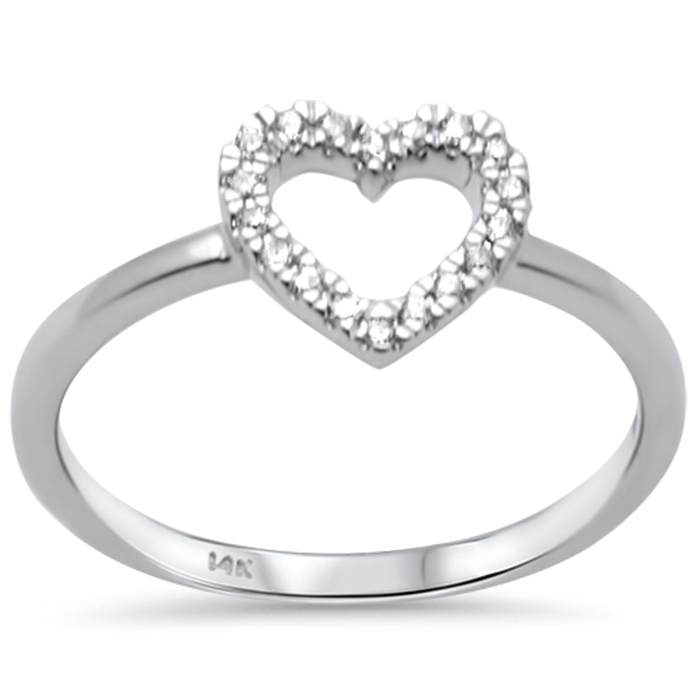 Muse Jewelry .08ct G SI 14K White Gold Diamond Heart Shape Ring Band Size 6.5