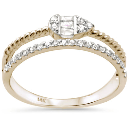 Muse Jewelry .22ct G SI 14K Yellow Gold Diamond Round & Baguette Double Band Ring Size 6.5