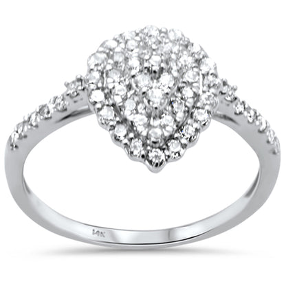 Muse Jewelry .54ct G SI 14K White Gold Diamond Pear Shape Engagement Ring Size 6.5