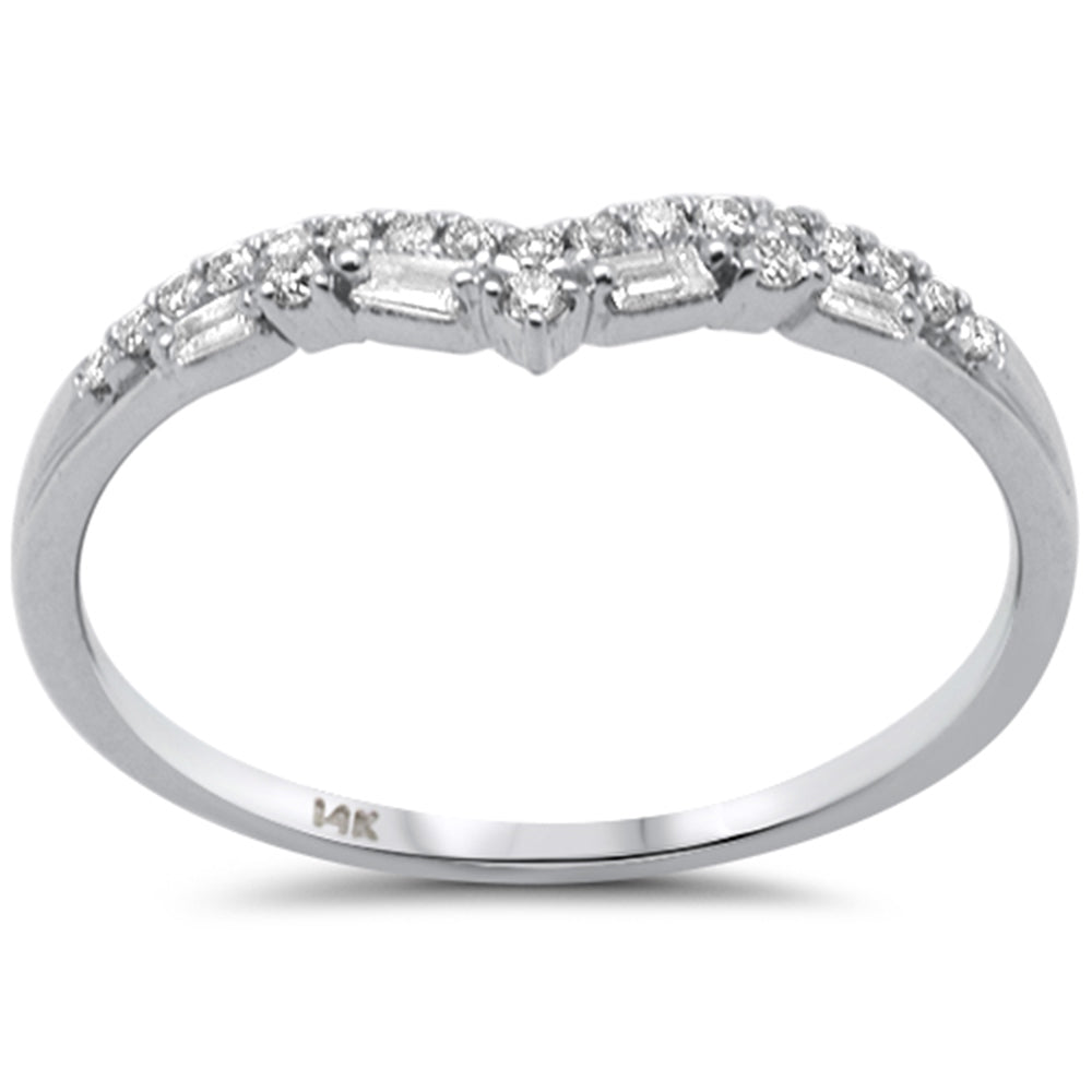 Muse Jewelry .14ct G SI 14K White Gold Round & Baguette Diamond Ring Band Size 6.5