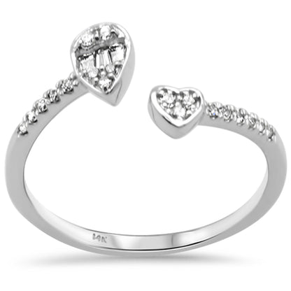 Muse Jewelry .16ct G SI 14K White Gold Round & Baguette Diamond Open Ring Band Size 6.5