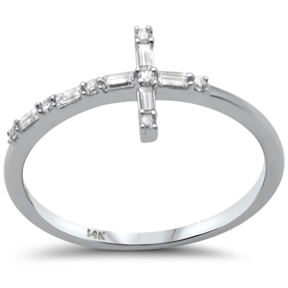 Muse Jewelry .14ct G SI 14K White Gold Diamond Cross Ring Band Size 6.5