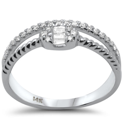 Muse Jewelry .20ct G SI 14K White Gold Round & Baguette Diamond Ring Band Size 6.5