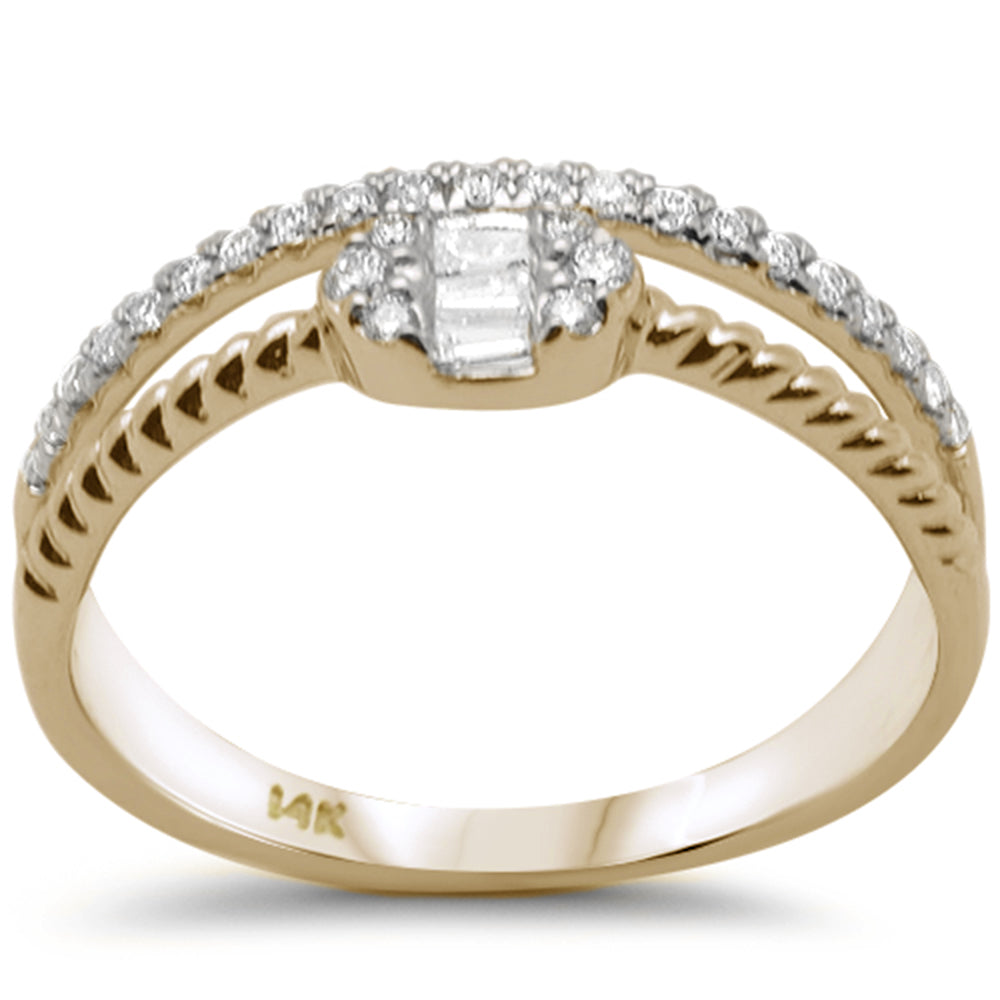 Muse Jewelry .21ct G SI 14K Yellow Gold Round & Baguette Diamond Ring Band Size 6.5