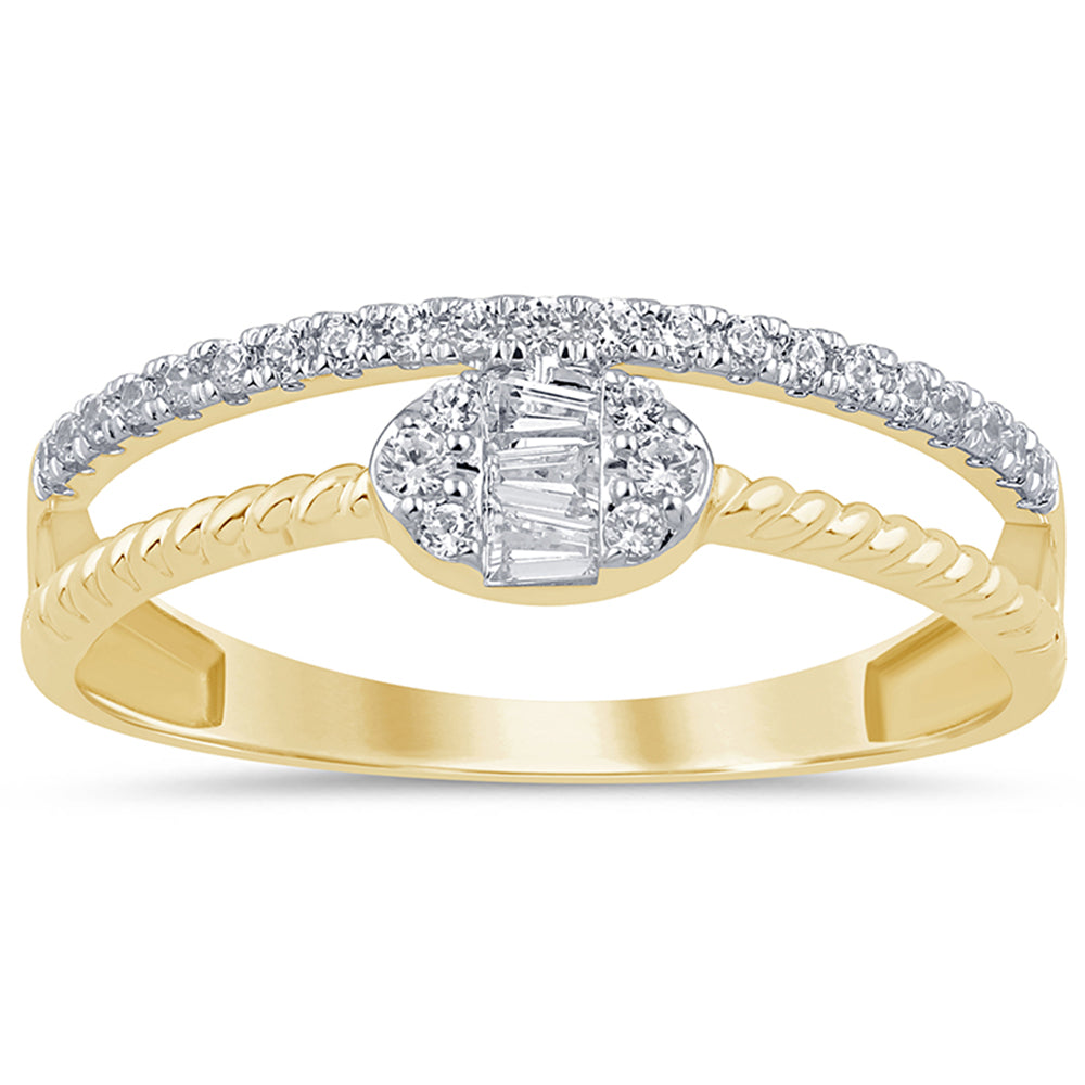 Muse Jewelry .21ct G SI 14K Yellow Gold Round & Baguette Diamond Ring Band Size 6.5