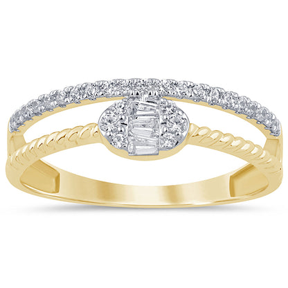 Muse Jewelry .21ct G SI 14K Yellow Gold Round & Baguette Diamond Ring Band Size 6.5