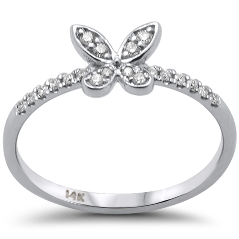 Muse Jewelry .14ct G SI 14K White Gold Diamond Butterfly Ring Band Size 6.5