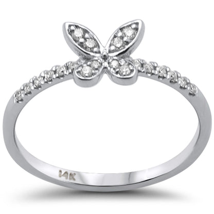 Muse Jewelry .14ct G SI 14K White Gold Diamond Butterfly Ring Band Size 6.5