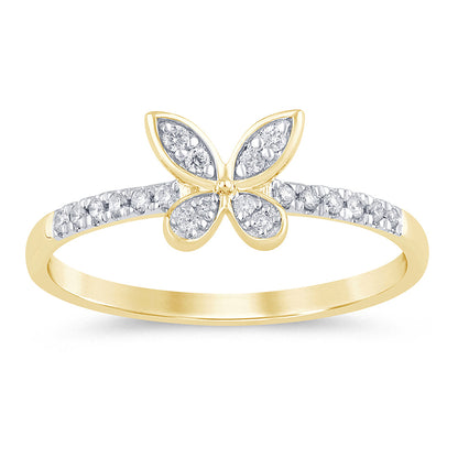 Muse Jewelry .13ct G SI 14K Yellow Gold Diamond Butterfly Ring Band Size 6.5