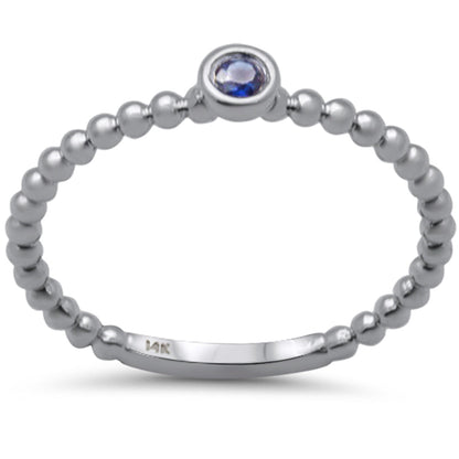 Muse Jewelry .06ct G SI 14K White Gold Blue Sapphire Gemstones Ring Size 6.5