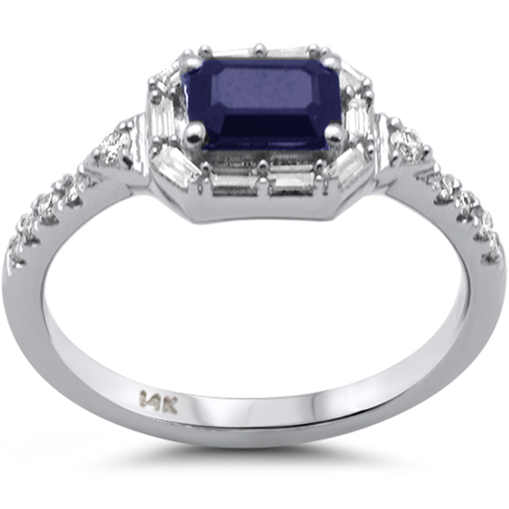 Muse Jewelry 1.08ct G SI 14K White Gold Diamond & Blue Sapphire Gemstones Ring Size 6.5