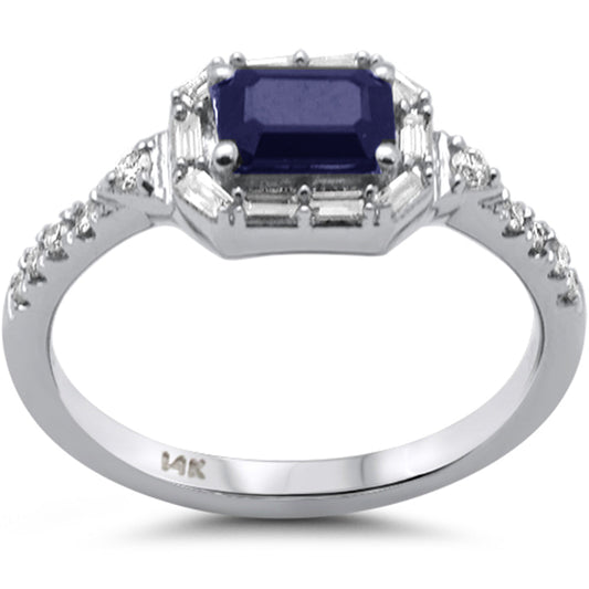 Muse Jewelry 1.08ct G SI 14K White Gold Diamond & Blue Sapphire Gemstones Ring Size 6.5