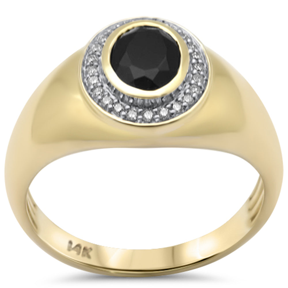 Muse Jewelry 1.34ct G SI 10K Yellow Gold Diamond & Black Onyx Band Ring Size 10