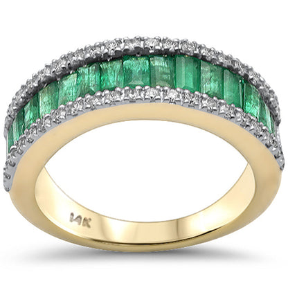 Muse Jewelry 2.01ct G SI 14K Yellow Gold Diamond & Natural Emerald Gemstones Band Ring Size 6.5