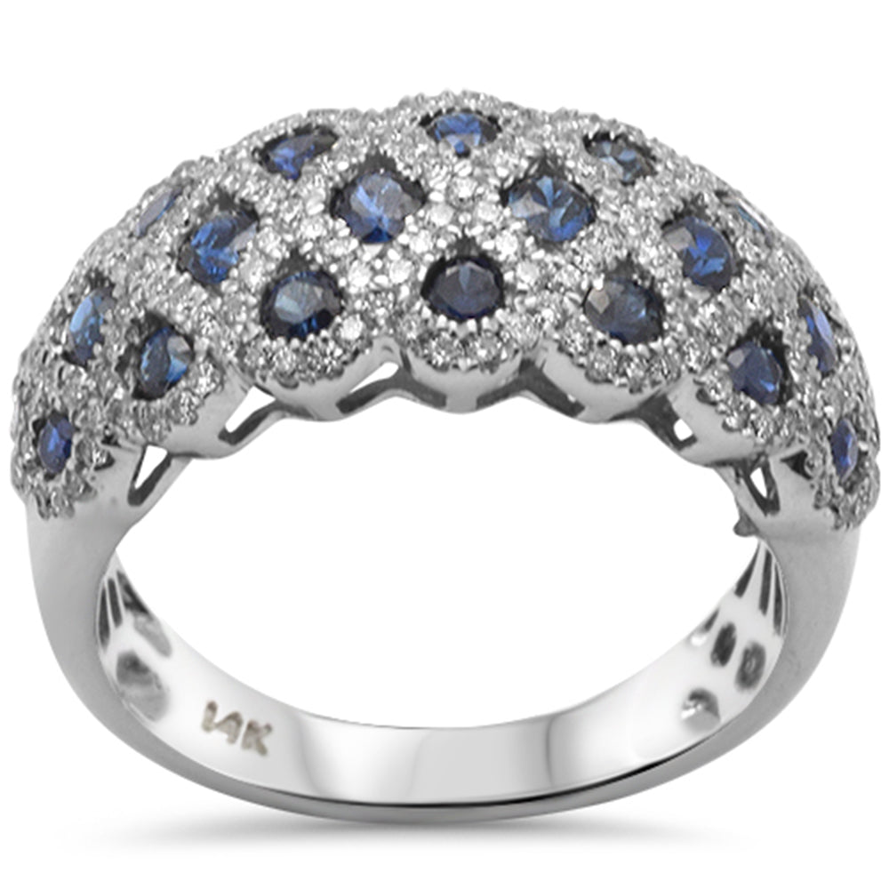 Muse Jewelry 1.65ct G SI 14K White Gold Diamond & Blue Sapphire Gemstones Ring Band Size 6.5