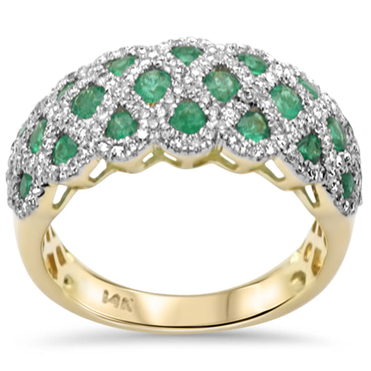 Muse Jewelry 1.36ct G SI 14K Yellow Gold Diamond & Natural Emerald Gemstone Band Ring Size 6.5