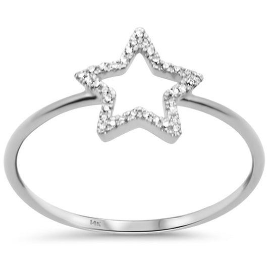 Muse Jewelry .06ct G SI 14K White Gold Diamond Star Shape Band Ring Size 6.5