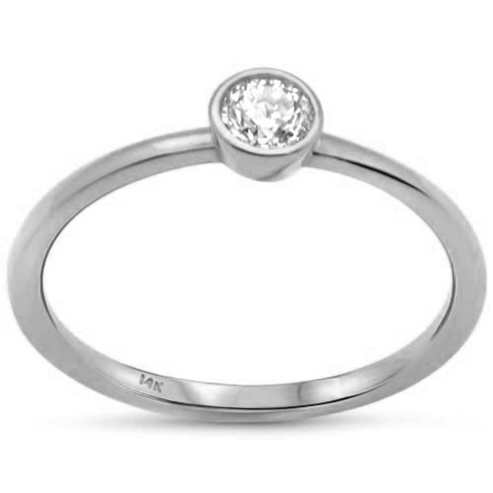 Muse Jewelry .23ct G SI 14K White Gold Diamond Solitaire Bezel Set Band Ring Size 6.5