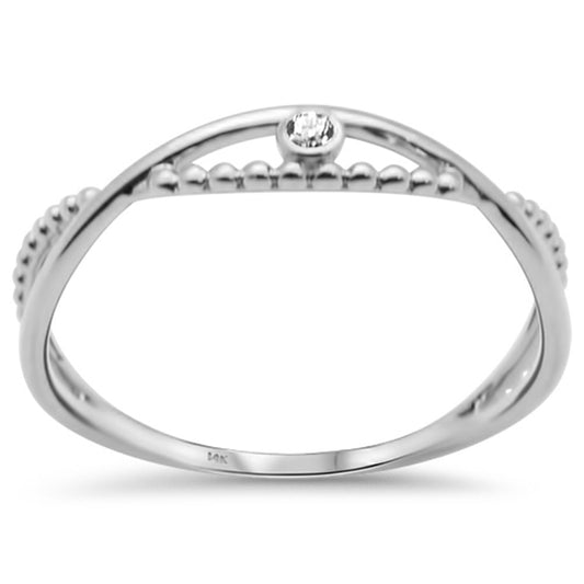 Muse Jewelry .02ct G SI 14K White Gold Diamond Beaded Band Ring Size 6.5