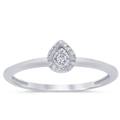 Muse Jewelry .07ct G SI 14K White Gold Diamond Petite Pear Shape Ring Size 6.5