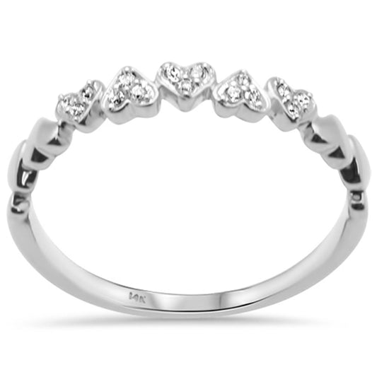Muse Jewelry .07ct G SI 14K White Gold Heart Shape Diamond Band Ring Size 6.5
