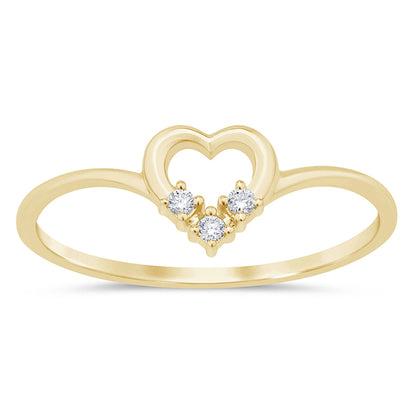 Muse Jewelry .04ct G SI 14K Yellow Gold Heart Shape Diamond Band Ring Size 6.5