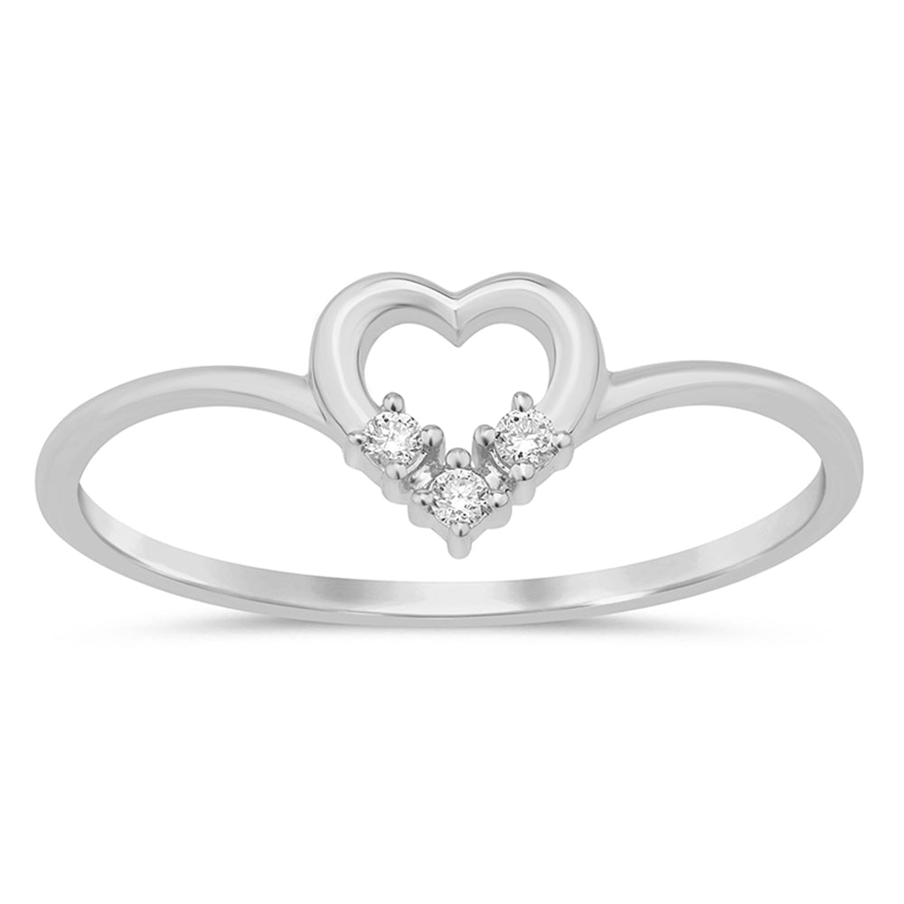 Muse Jewelry .04ct G SI 14K White Gold Heart Shape Diamond Band Ring Size 6.5