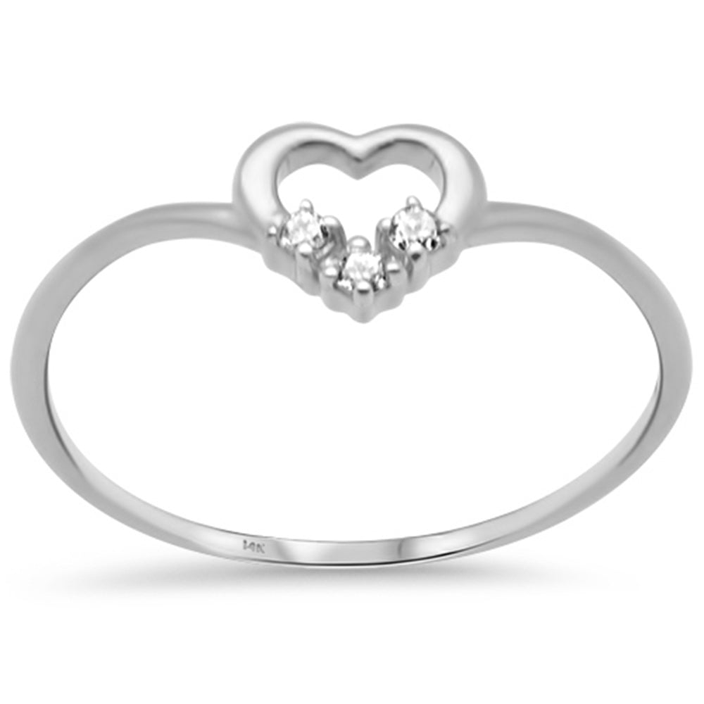 Muse Jewelry .04ct G SI 14K White Gold Heart Shape Diamond Band Ring Size 6.5