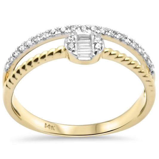 Muse Jewelry .18ct G SI 14K Yellow Gold Round & Baguette Diamond Beaded Band Ring Size 6.5