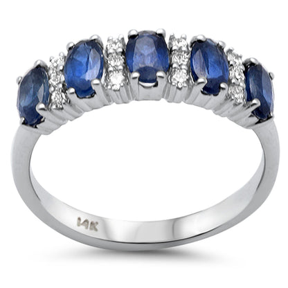 Muse Jewelry 1.73ct G SI 14K White Gold Diamond & Blue Sapphire Gemstones Ring Size 6.5