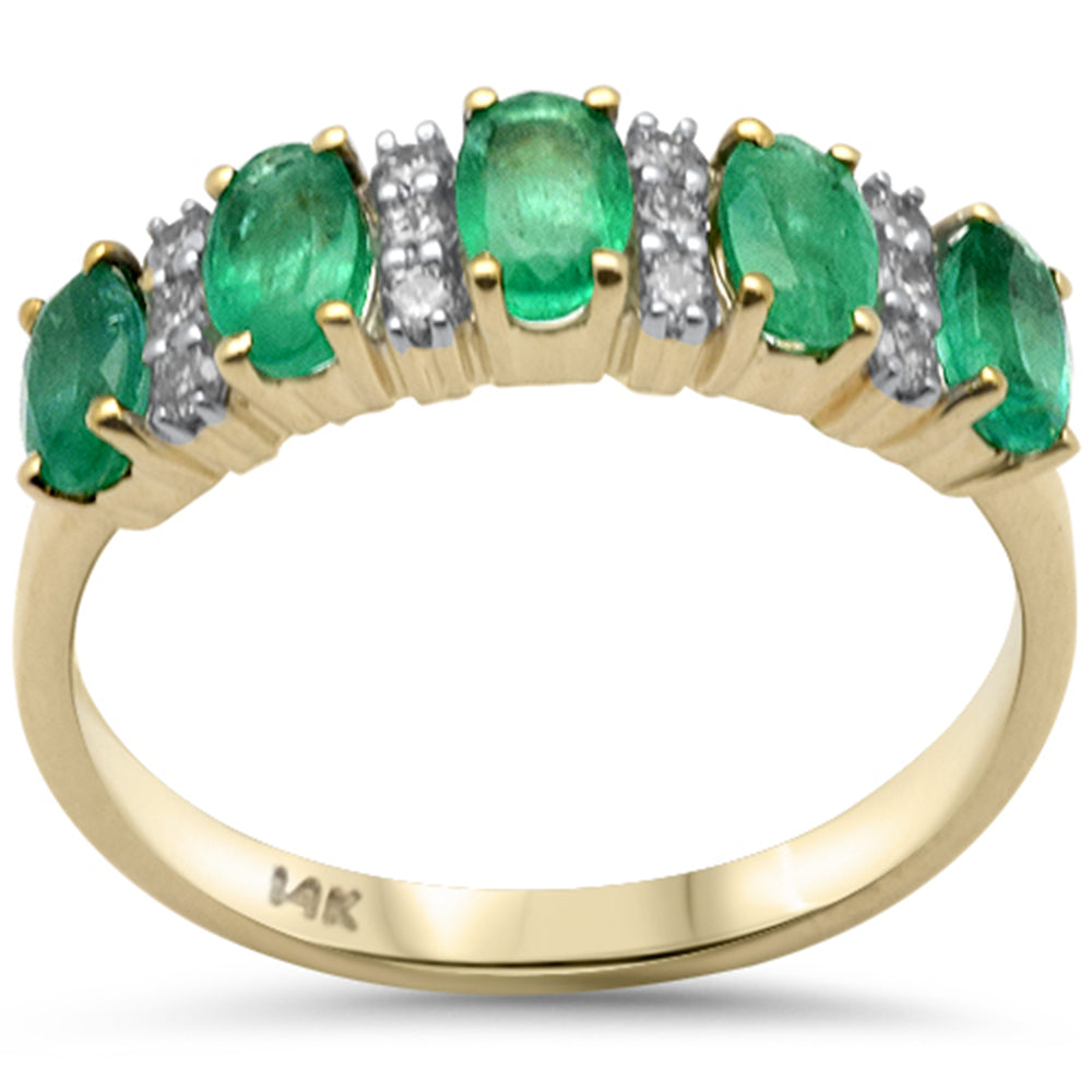 Muse Jewelry 1.35ct G SI 14K Yellow Gold Diamond & Natural Emerald Gemstones Ring Size 6.5
