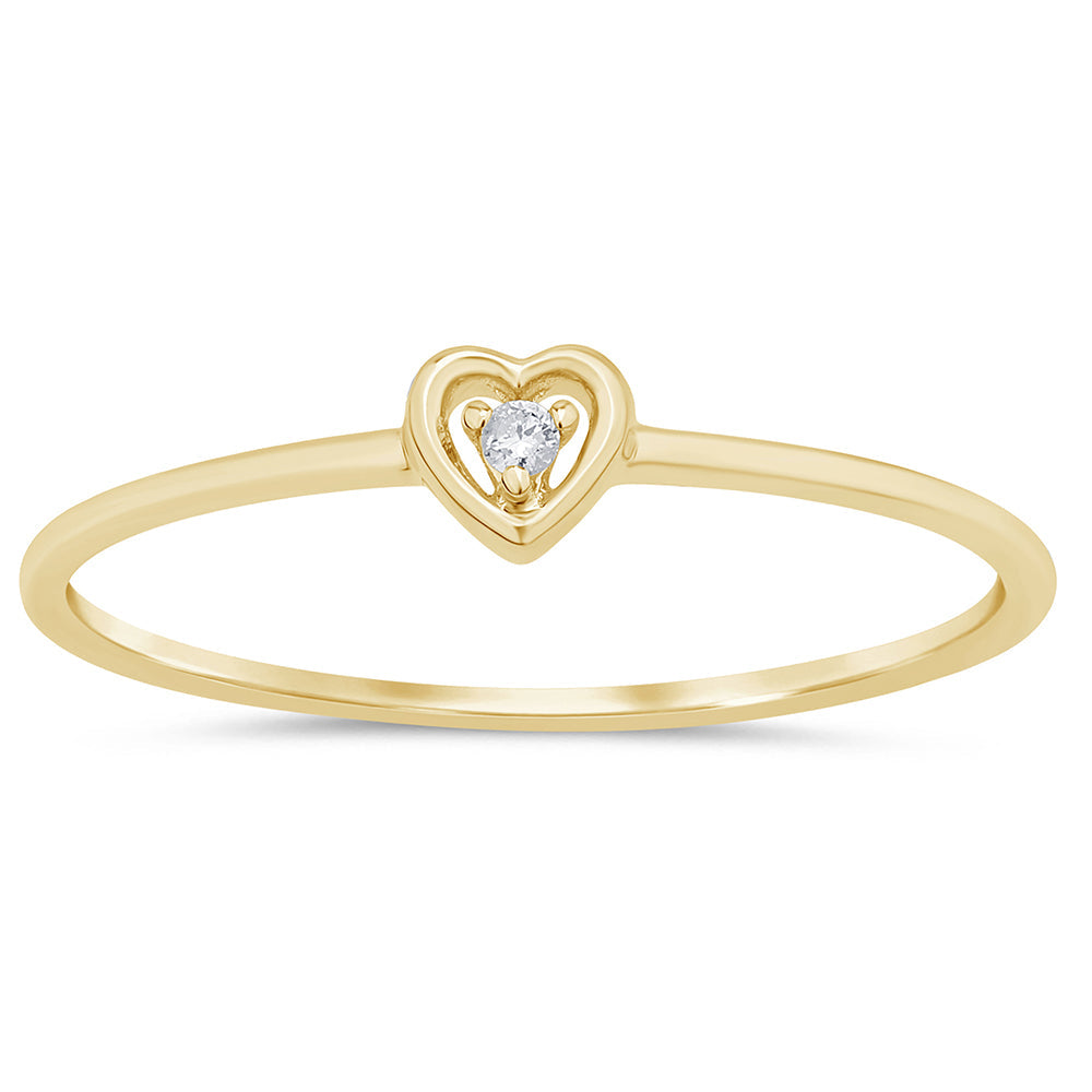 Muse Jewelry .01ct G SI 14K Yellow Gold Diamond Heart Shape Diamond Thin Band Ring Size 6.5