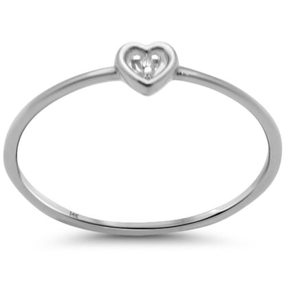 Muse Jewelry .01ct G SI 14K White Gold Heart Shape Diamond Thin Band Ring Size 6.5