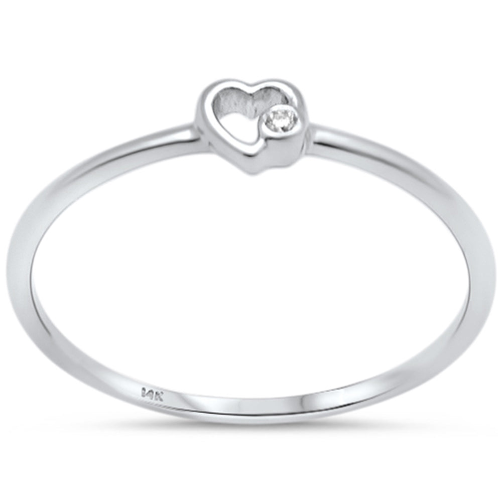 Muse Jewelry .01ct G SI 14K White Gold Diamond Thin Heart Band Ring Size 6.5