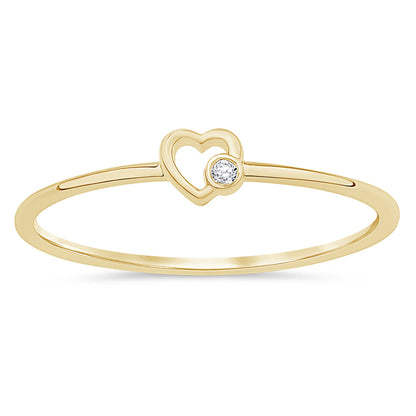 Muse Jewelry .01ct G SI 14K Yellow Gold Diamond Thin Heart Band Ring Size 6.5