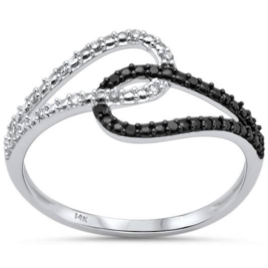 Muse Jewelry .10ct G SI 14K White Gold White & Black Diamond Band Ring Size 6.5