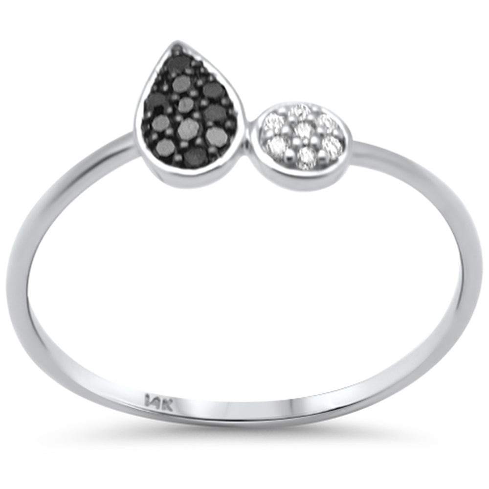 Muse Jewelry .10ct G SI 14K White Gold Pear Shaped Black & White Diamond Band Ring Size 6.5