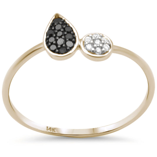 Muse Jewelry .10ct G SI 14K Yellow Gold Pear Shaped Black & White Diamond Band Ring Size 6.5