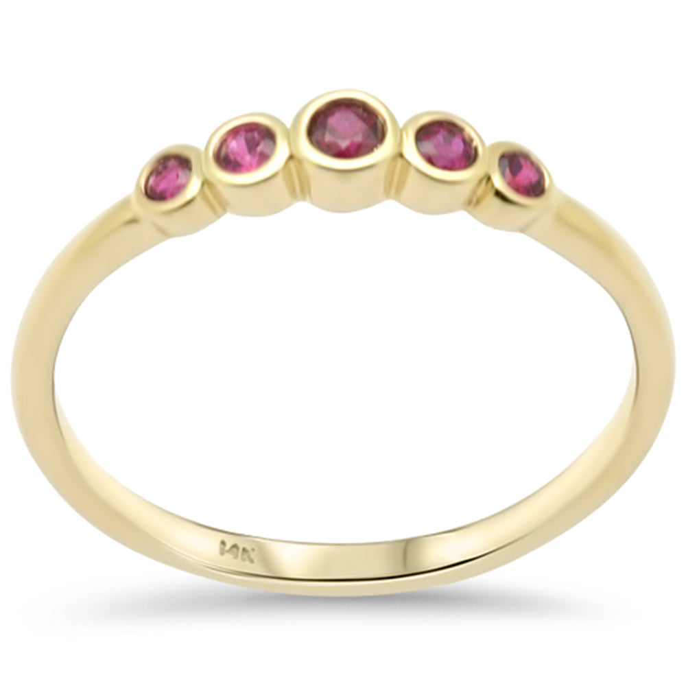 Muse Jewelry .18ct G SI 14K Yellow Gold Diamond & Ruby Gemstones Band Ring Size 6.5