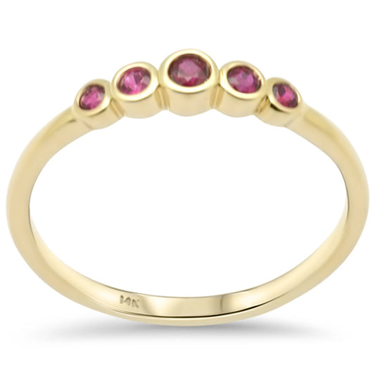 Muse Jewelry .18ct G SI 14K Yellow Gold Diamond & Ruby Gemstones Band Ring Size 6.5