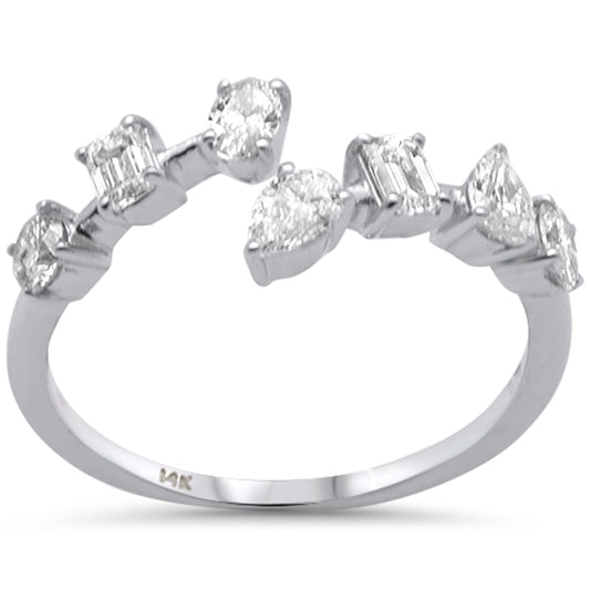 Muse Jewelry .76ct G SI 14K White Gold Multi Shape Diamond Open Band Ring Size 6.5