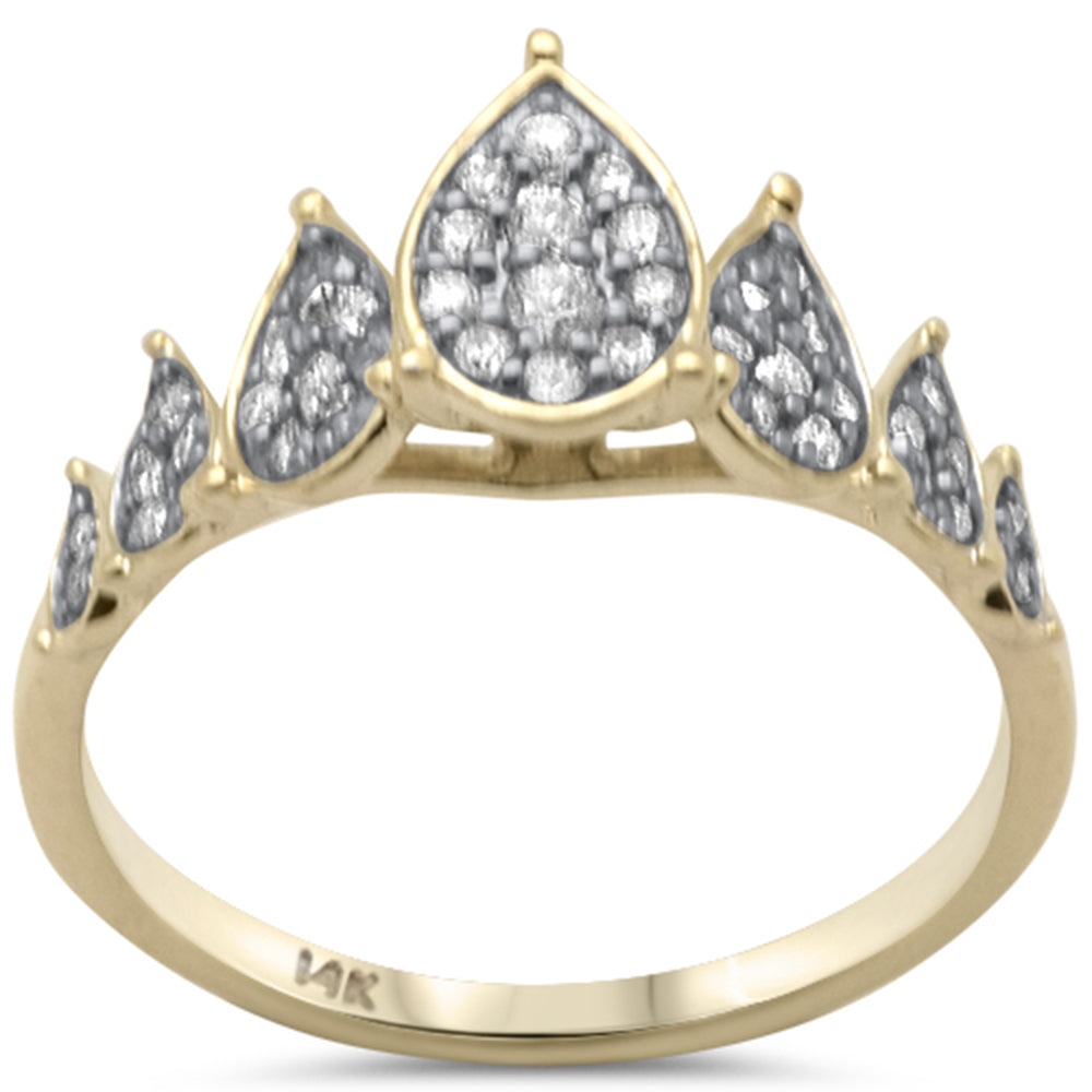 Muse Jewelry .31ct G SI 14K Yellow Gold Pear Shaped Diamond Band Ring Size 6.5