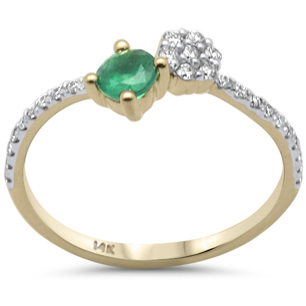 Muse Jewelry 2.45ct G SI 14K Yellow Gold Diamond & Emerald Gemstones Band Ring Size 6.5