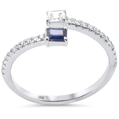 Muse Jewelry .39ct G SI 14K White Gold Diamond & Blue Sapphire Gemstones Band Ring Size 6.5